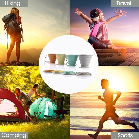 ME.FAN Silicone Collapsible Travel Cup - Silicone Folding Camping Cup with Lids - Picture 6 of 7
